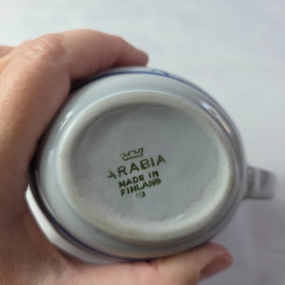 Arabia of Finland Blue Rose Creamer Gray/Blue with Blue Flowers 4 Ounce Size - Picture 12 of 12